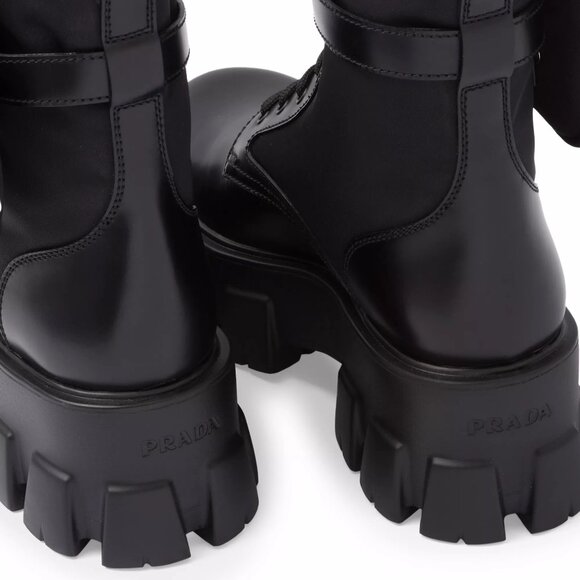 PRADA Monolith Leather and Re-Nylon Boots with Pouch | Size 38.5 IT - Picture 5 of 9